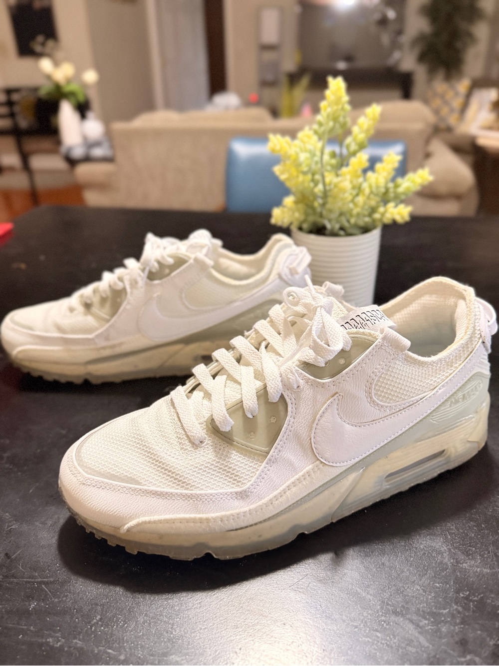 Nike White Mesh & Leather Low-Top Sneakers